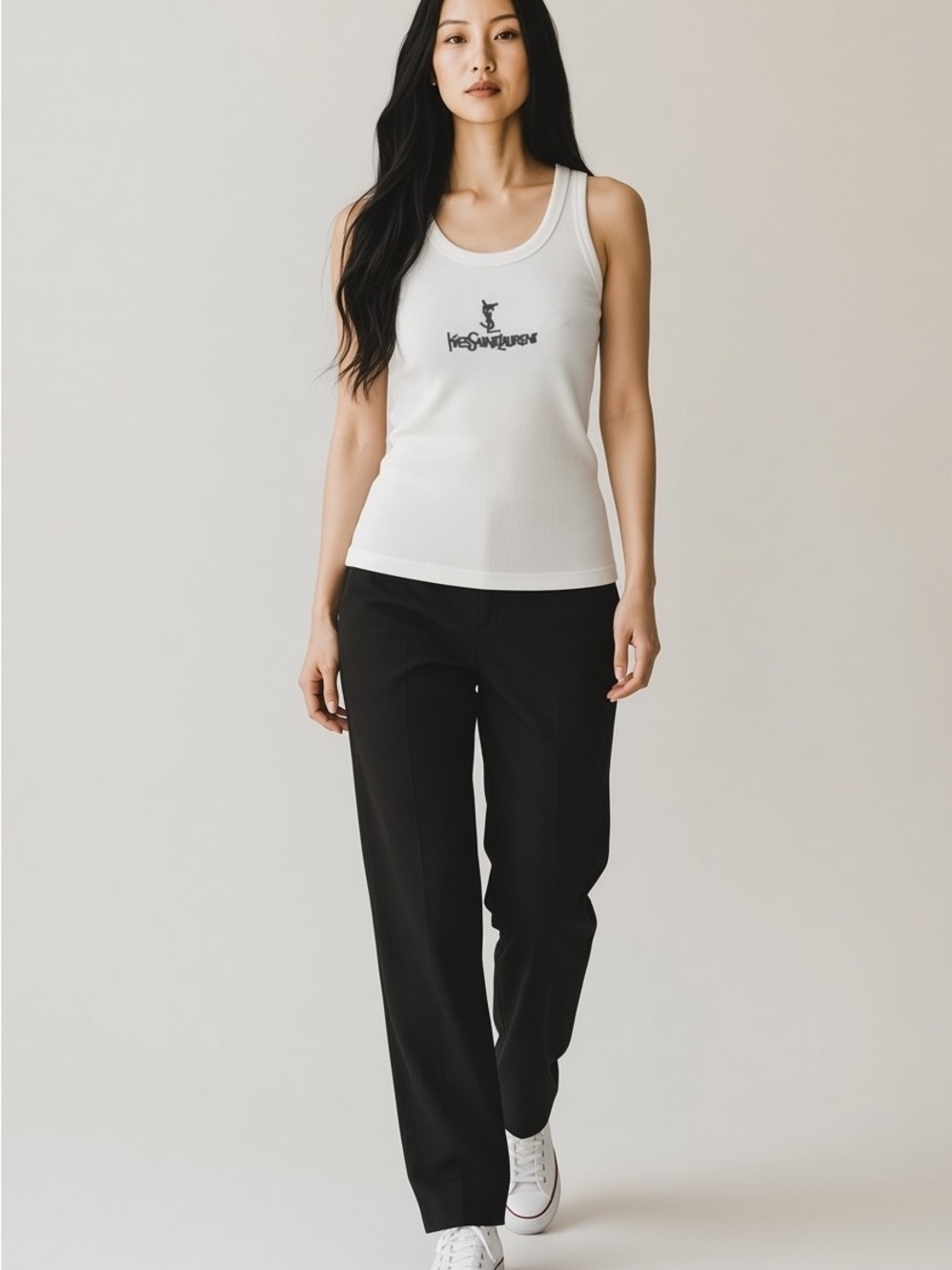 Yves Saint Laurent White Logo Tank
